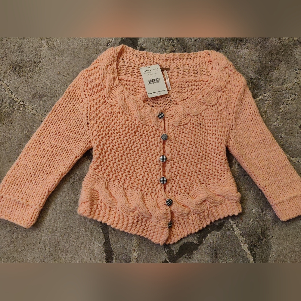 Free People Peach Sweater Coat